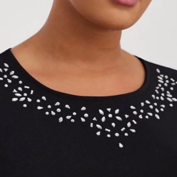 🆕 Black Knit Embellished Neck Midi Skater Dress 1 1X 14 16 NWT Torrid New! - Picture 3 of 6